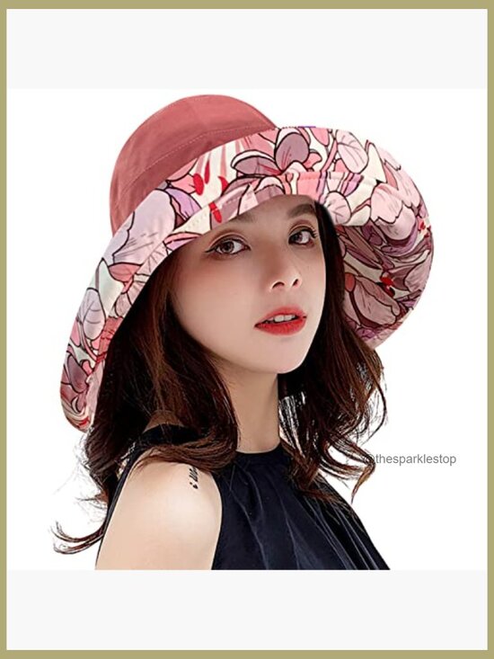 Wide Brim Sun Hat with Wired Edge Reversible Foldable UV Protection main image 4